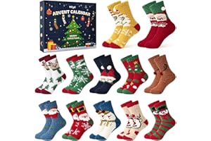 ‎MOYEL Moyel 12 Paar Adventskalender Kuschelsocken Kinder 6-8 Jahre Adventskalender 2025 Kinder Weihnachtskalender Mädchen zum Befüllen 2025 Advent Calendar Kids Adventkalender Geschenke Junge
