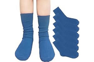 YUSONS Calcetines Escolares Cortos de Deporte para Niños Niñas Infantiles y Adultos, Calcetines de Canalé Mezcla en algodón Uniforme Unisex, Pack de 6 Pares