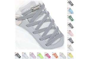 Handshop 2 Pares Cordones de Zapatos Sin Nudo, Cordones Elásticos con Cierre Metálico, Cordones de Zapatillas Para Niños Adultos (120cm)