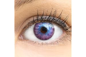 GLAMLENS Lenti a contatto colorate viola Madrid Violet - con porta lenti a contatto - viola naturali in silicone idrogel - 2 pezzi - DIA 14,00 - senza correzione 0.00 diottrie lente a contatto