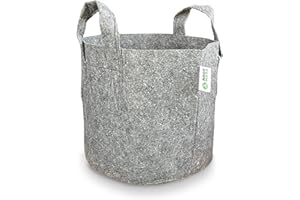 Growcery 5 Pack Fabric Plant Growing Bags, 8L, 12L, 16L, 20L Nonwoven Fabric Breathable Grow Bags Heavy Duty Thickened Root Aeration Garden Pots with Strap Handles, for Flowers and Vegetables (12L)