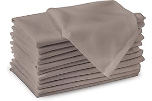 ENCASA XO Encasa, Confezione da 12 tovaglioli quadrati da 43 x 43 cm, in 100% cotone di prima qualità, lavabili, riutilizzabili, in tinta unita, per casa, ristoranti, feste e uso quotidiano, beige