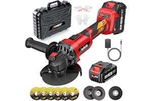 AVHRIT Smerigliatrice angolare a batteria 125mm, senza spazzole 9500 RPM con 1 batteria 4000mAh, smerigliatrice a batteria 21V con dischi da taglio, smerigliatrice a ventaglio per taglio e levigatura