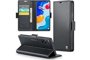 Rerzoiro Handyhülle für Xiaomi Redmi Note 11/ Note 11S Hülle, Premium PU Lederhülle Klappbar Flip Case[RFID Blocker]Tasche Magnet Kartenfach Klapphülle Schutzhülle für Redmi Note 11/ Note 11S, Schwarz