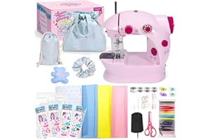 Caydo Maquina de Coser Infantil, Mini Máquina de Coser de Doble Velocidad para Niños 8-12 Años con Kits de Costura, Tela, Pedal y Relleno para Clases de Costura