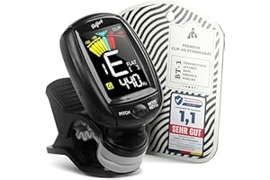 BELFORT® TuneMax Clip-On Tuner für alle Instrumente - Universal-Stimmgerät für Gitarre, Ukulele, Violine, Bass, Saz und Chromatisch (Universal Modus) + eBook (E Gitarren Zubehör, Gitarren Stimmgerät)