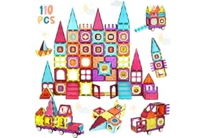 Gavgroom 110 Piezas Bloques Construcción Magnéticos 3D Juego de Construcción Magnético Niños con 2 Coches, Juguetes de Construcciones Magneticas Niños Creatividad Juguetes Regalos para de 3 años+