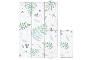 Little Poppets & Co Deluxe Unisex Folding Travel Nappy Baby Changing Mat with Popper Close - 40cms x 60cms (Open) - Butterfly & Fern, White