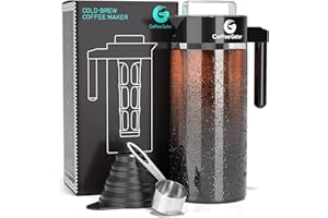 Caffettiera Manuale con Infusore per Fare Il caffè Freddo o Cold Brew Coffee di Coffee Gator - Macchina da caffè per Gli Appassionati di Slow Coffee - Caraffa in Vetro con Filtro - Anche per Il tè