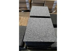 RHINOS AUTOSTYLING 20 x Carpet Tiles 5 SQM Heavy Duty Home Commercial Retail Office Shop Premium Flooring Rugs Floor Tile Hardwearing Anti-Slip Floor Covering, Bitumen Backed - Grey