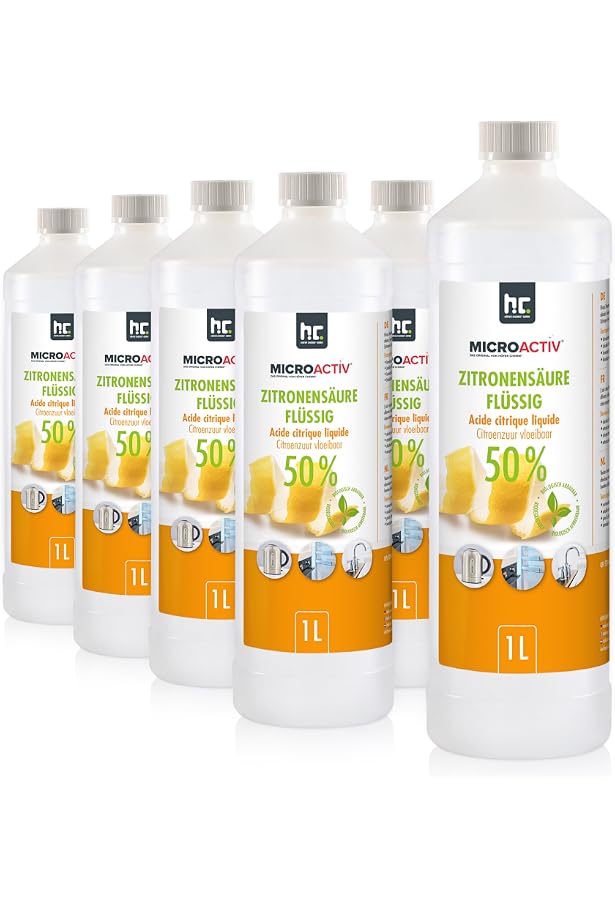 Braeco Zitronensäure Entkalker – 6x 1 Liter, Für Waschmaschinen, Kaffeemaschinen & Haushaltsgeräte