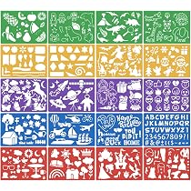 40 Pochoirs Lavables Pour Enfants - Motifs Animaux & Plantes 7,5x7,5 Cm - Pour Peinture, Dessin, Scrapbooking DIY - 6