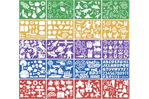 HQdeal 20 Pieces Stencils Painting Stencils Set Made of Plastic Stencils Christmas Drawing Stencils Pattern Stencil Stencils Reusable for Scrapbooking Bullet Journal DIY Gift Cards