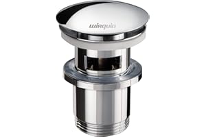 Wirquin 30723123 Bonde de lavabo design en laiton Quick Clac avec trop plein et corps de bonde, chromé