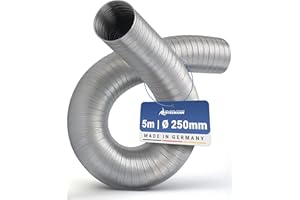 INTELMANN Tube flexible en aluminium 3 m (simple couche)/5 m (double couche) DN 50 63 71 76 80 100 125 150 160 180 200 224 250 - tube/tuyau d'aération flexible en aluminium, argent