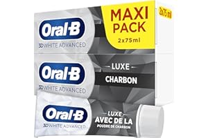 Oral-B Dentifrice Charbon 3D White Advanced Luxe Contre Les Taches En Surface, Conçu Pour Un Brossage Des Dents Avancé, Arome Menthe, 150ml