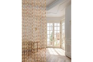 Ezcasch 90x200cm Bamboo Beaded Door Curtain - 45 Strands Bead Curtain for Doorway- Retro Handmade Natural Wood Curtain Fly Screens for Doors