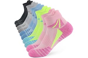 ouhos Womens Ladies Running Trainer Ankle Socks Anti Blister Walking Hiking Sports Socks Cushioned Work Support Cotton Socks for Womens 4-7 Multipack Breathable Cycling Athletic Socks 5 Pairs