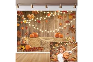 WANGRJ Fall Pumpkin Backdrop Autumn Sunflower Maple Harvest Wooden Halloween Photography Background Baby Shower Kids Wedding Party Decoration Supplies Photo Booth Prop 7x5FT