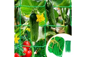 Konekel Red de Enrejado, 2 x 5 M para pepinos y Plantas trepadoras, Red de jardín con 10 cm de Ancho de Malla, Red para Plantas para Tomates con 50 Unidades de Bridas para Plantas para jardín e