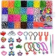 KASTWAVE Rubber Bands Rainbow Colorful Refill Loom Set, Bracelet Kid DIY Making 1500 Loom Bands 200 Beads 12 Charms 3 Backpack Hooks 2 Crochet Hooks