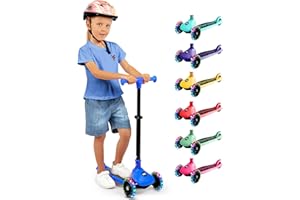 SereneLife Monopattino Bambino Pieghevole, Monopattino Bambina a 3 Ruote con Luci LED, Manubrio Regolabile e Freno, Monopattino a 3 Ruote, Scooter per Bambini e Bambine dai 3 Anni fino a 50 kg
