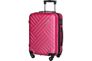 Xonic Design Boardcase Reisekoffer - Hartschalen-Koffer mit 360° Leichtlauf-Rollen - hochwertiger Kabinen-Trolley mit Zahlenschloss - Hand-Gepäck in 55x35x20cm ((Boardcase Neon Light Pink, S))