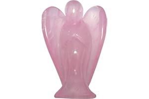 Mina Heal - Statuetta angelo custode, in quarzo rosa di alta qualità, simbolo di amore, pace e guarigione - formato da tasca, One piece