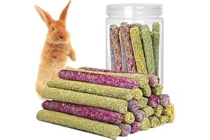 SUPERFA 40 Pcs Timothy Hay Sticks, Rabbit Treats, Mix Flavors of Rabbit Chew Toys, Suitable for Small Animals to Chew, A Toy for Rabbits, Hamsters, Gerbils, and Guinea Pigs.