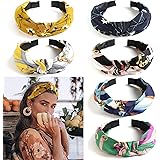 6 Pezzi Cerchietti per Capelli Donna, VEGCOO Fasce Per Capelli Vintage Boho - Elastic Floral Print Fascia per Capelli Accesso