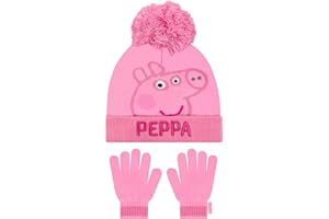 Peppa Pig Hat | Girls Gloves and Beanie Co Ord |Girls Hat and Gloves Kids Set| Pink, One Size