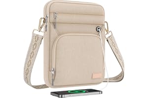 MoKo 9-11" Sacoche pour Tablette, Convient à 11" iPad Air M3, iPad A16 2025, Pro 11 M4, iPad 10/9/8/7th, Tab S8/S9 11, Sac Multifonctionnel avec bandoulière et Port pour Casque d'écoute,Sable