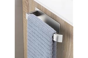 OETAMS Toalleros de Baño Sin Taladro 304 Acero Inoxidable Toallero Autoadhesivo Toallero Baño Toallero Pared Toallero de Baño Soporte para Toallero Estable Solo Brazo Elegante Cepillado Plata 22CM