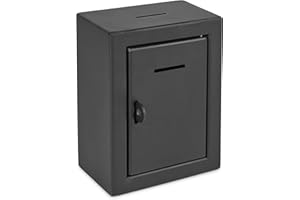Boîte de don sécurisée en métal noir de My Charity Boxes - Montage mural facile, serrure avec cadenas (non inclus)
