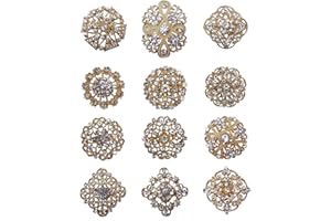 keland - Set di spille con cristalli, 12 pezzi, motivo floreale, per bouquet, corsetti, spille decorative, per fai da te