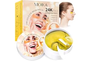 LDUMODUW Podkładki pod oczy, 60 sztuk, hialuronowe, kolagenowe, nawilżające płatki pod oczy przeciw cieniom pod oczami, 24-karatowe złoto, przeciwstarzeniowe żelowe podkładki pod oczy, przeciw workom pod