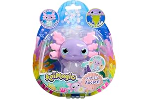Animagic - Let’s GLO Axolotl Pastel - Mascota Electrónica Brillante - para Niños Desde 4 Años - Cuerpo Extensible con Perlas de Agua Fosforescentes y LED UV - Flota y Brilla en el Agua