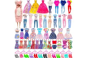 Festfun 38 Pcs Vêtement & Accessoire de Poupée de 11,5 Pouces 1 Jumpsuit 1 Robe de Soirée 10 Robes 4 Habits 2 Maillots de Bain 10 Chaussures 10 Cintres(Poupée Non Include)