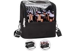 Kosmetiktasche,Relavel Make up Pinsel Tasche, Make up Organizer, Multifunktionaler Kosmetikpinselhalter, Kulturbeutel mit Tragegurt, Wasserdicht, für Damen und Mädchen(L)