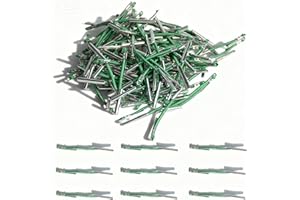 Alinw 100 Pcs Treasury Tags, 45mm Metal Treasury Fasteners Paper Ties Tags with Metal-Ended for Office Fasteners, Securing Loose Punched Paper & Documents, Hole Punch Ties, String Binders(Green)