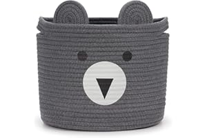 Goodheim Aufbewahrungskorb Kinder aus Baumwolle für Spielzeug und Wäsche, Wäschekorb und Spielzeugkorb in einem, Kinderzimmer Deko Grauer Bär