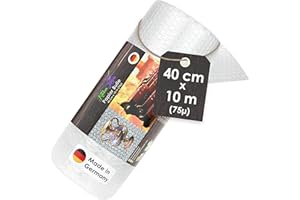 Kitchen Helpis® Papier bulle 10m x 40cm, papier bulle déménagement (super épais - 75µ / 3 couches), rouleau papier bulle, papier bulle rouleau, papier bulles, papier a bulle, film bulle déménagement