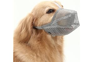 TANDD Dog Muzzle Soft Nylon Muzzle - Adjustable Breathable Mesh Muzzle, Dog Mask, Mouth Cover for Anti-Biting Anti-Barking Licking (Grey, Size L)