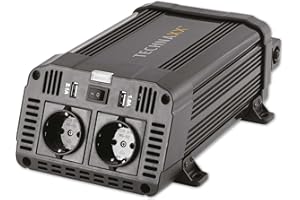 Technaxx Onduleur Voiture Pur Sinus 1200W – Convertisseur de Puissance 12V DC à 230V AC – 2x Prises 230V + 2x USB – Protection Complète – Modèle TE16
