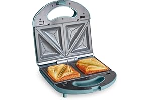 GreenChef Electric Sandwichera Placas de Cerámica Saludable Antiadherente, Sin PFAS ni BPA, Tostadora, Sándwiches, Panini, Multifuncional, Temperatura Controlada, Indicación LED, Azul Ahumado