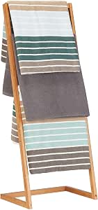 Échelle Porte-serviettes 6 Barres Relaxdays - 160.5x55.5x10 Cm, Blanc, Fixation Murale Possible