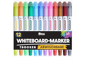 ‎SMART PANDA Whiteboard Marker von SmartPanda – Whiteboard Stifte, Folienstift Abwischbar - Doppelspitze, Breite und Feine – Abwischbare Stifte, non Permanent Marker, Whiteboardmarker – 12er Set
