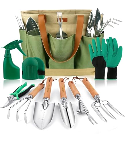 QRD Gartengeräte Set 8 In 1 - Gartenwerkzeug Mit Aufbewahrungstasche