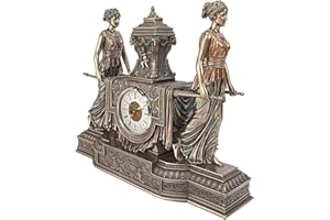 Design Toscano Versailles Maidens Mantel Clock Statue, 37 cm, Polyresin, Bronze Finish