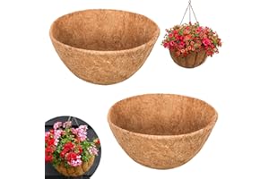 Riare Lot de 2 doublures rondes de 35,6 cm en fibre de coco naturelle pour paniers suspendus, pots de fleurs de jardin, pots de fleurs, légumes, jardinières (2, 35,6 cm)